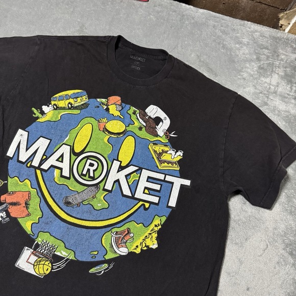 Chinatown Market x Smiley Earth Tshirt Size Mens XL Black Doublesided Streetwear - Picture 1 of 7